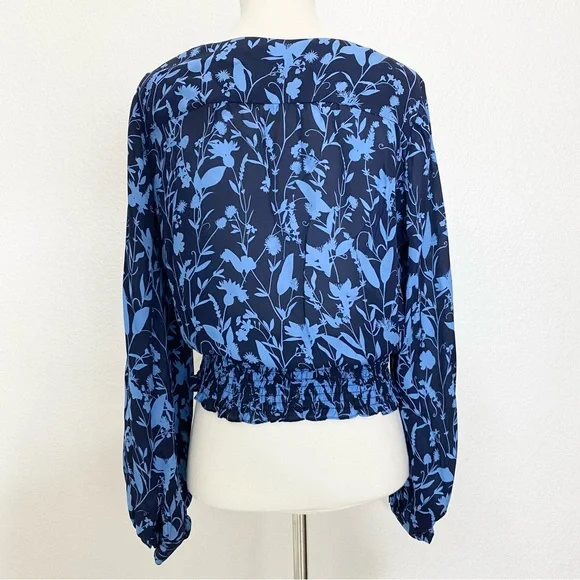 PARKER Floral V-Neck Blue Blouse - Picture 2 of 4